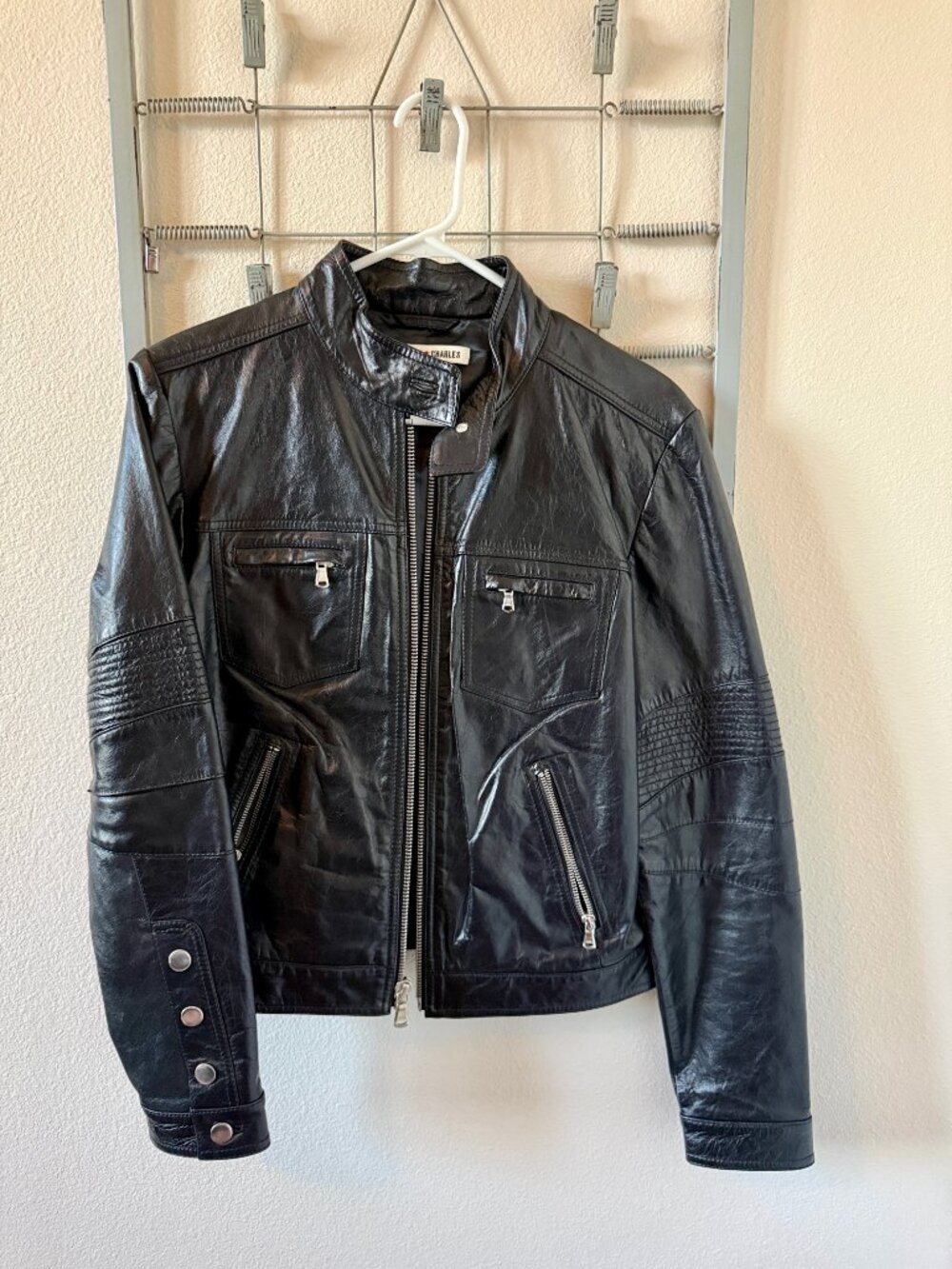 Andrew Charles by Andy Hilfiger Black 100% Genuine Leather Moto Jacket M